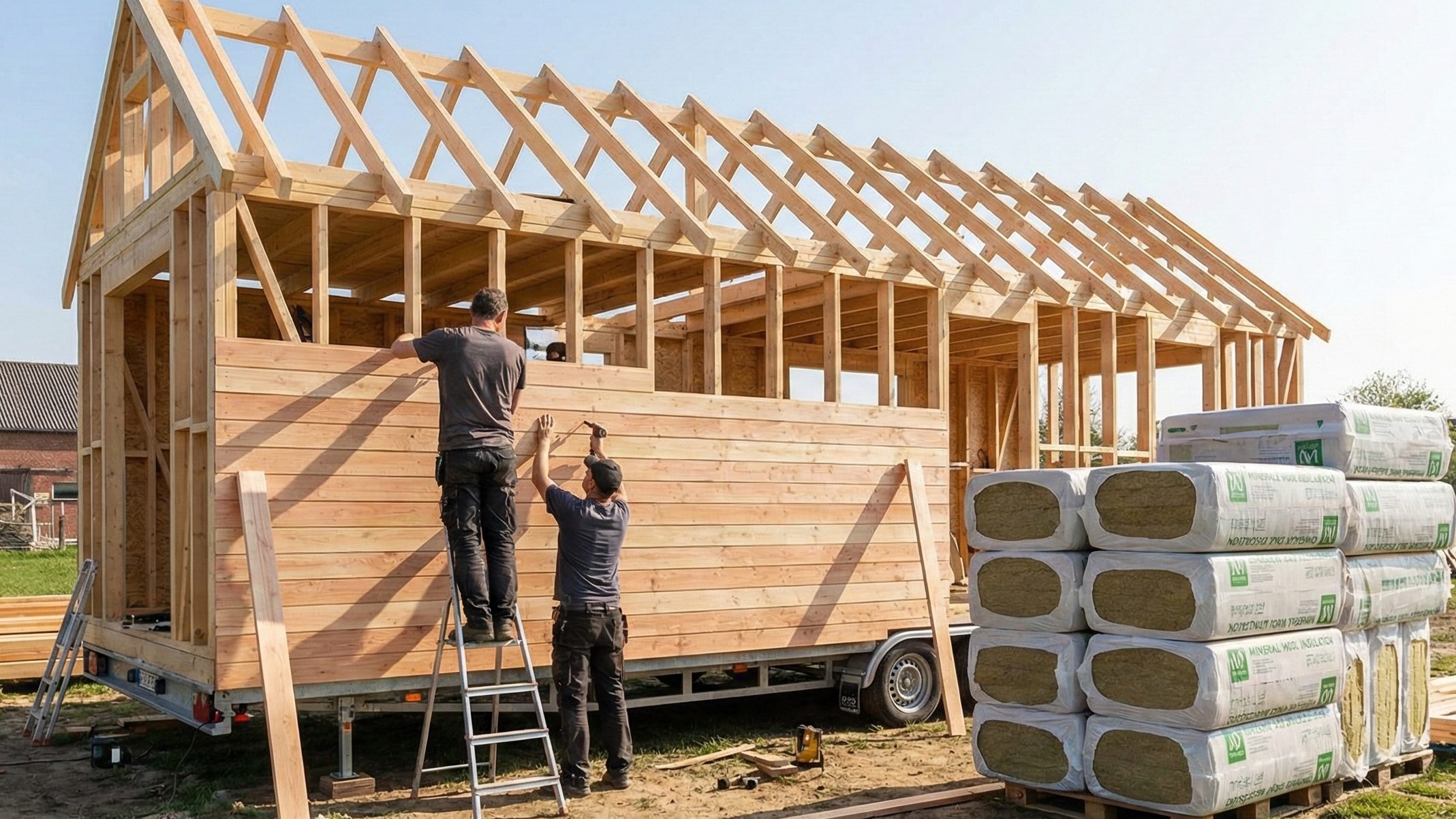 Viele Tiny Houses werden in Holzständerbauweise errichtet. Es geht aber auch in einer Massivbauweise.