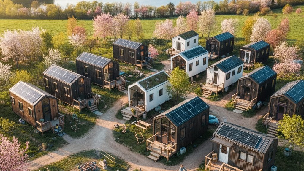 Kleine Siedlung mit Tiny Houses