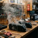 Diese 6 Elektrogeräte im Tiny House besser abziehen. Sonst droht Brandgefahr wie auf dem Bild durch E-Bike-Akkus.