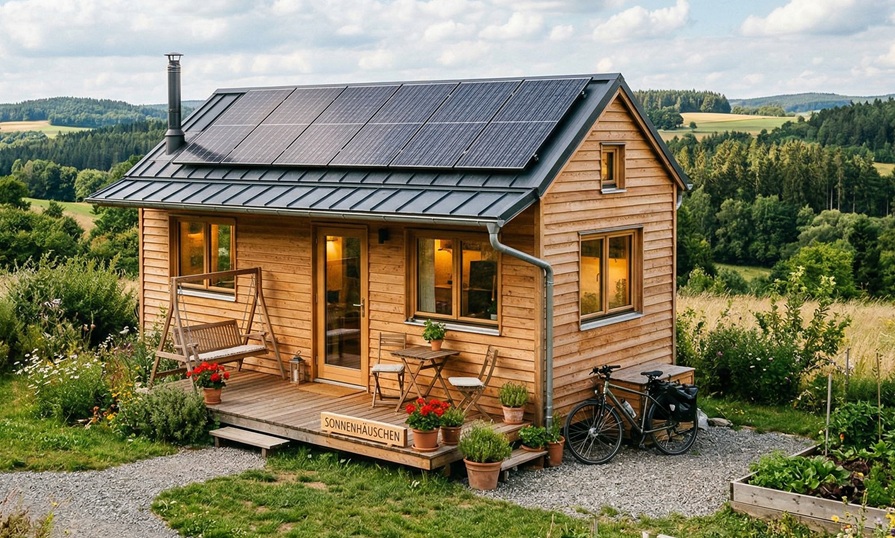 Du kannst dein Tiny House unabhängig machen - mit Solar und einer Regensammelanlage.